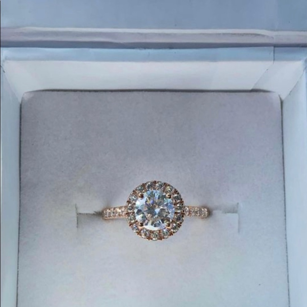 14k Rose Gold Engagement Ring 1 Carat Center Stone